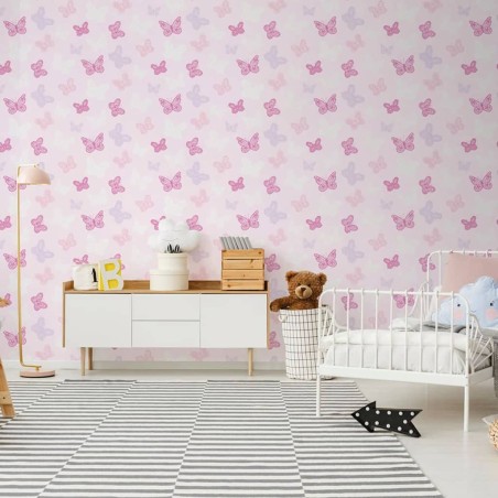 Noordwand Papel de pared Kids @ Home Butterfly rosa
