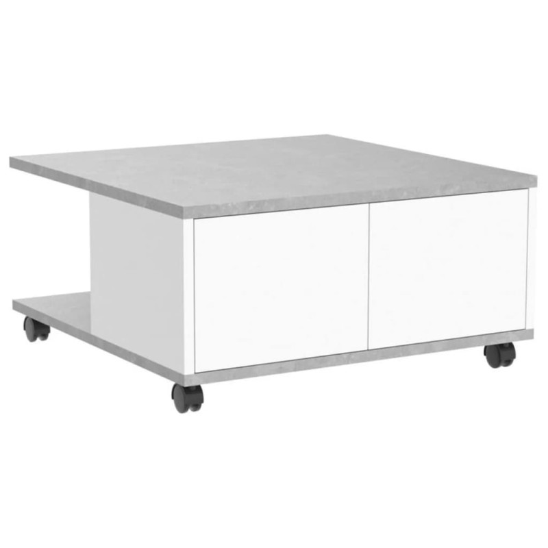 FMD Mesa de centro portátil gris hormigón y blanco brillo 70x70x35,5cm FMD Mesa de centro portátil gris hormigón y blanco brillo 70x70x35,5cm