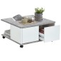 FMD Mesa de centro portátil gris hormigón y blanco brillo 70x70x35,5cm FMD Mesa de centro portátil gris hormigón y blanco brillo 70x70x35,5cm