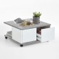 FMD Mesa de centro portátil gris hormigón y blanco brillo 70x70x35,5cm FMD Mesa de centro portátil gris hormigón y blanco brillo 70x70x35,5cm