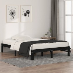 vidaXL Estructura de cama madera maciza doble negra 135x190cm