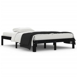 vidaXL Estructura de cama madera maciza doble negra 135x190cm