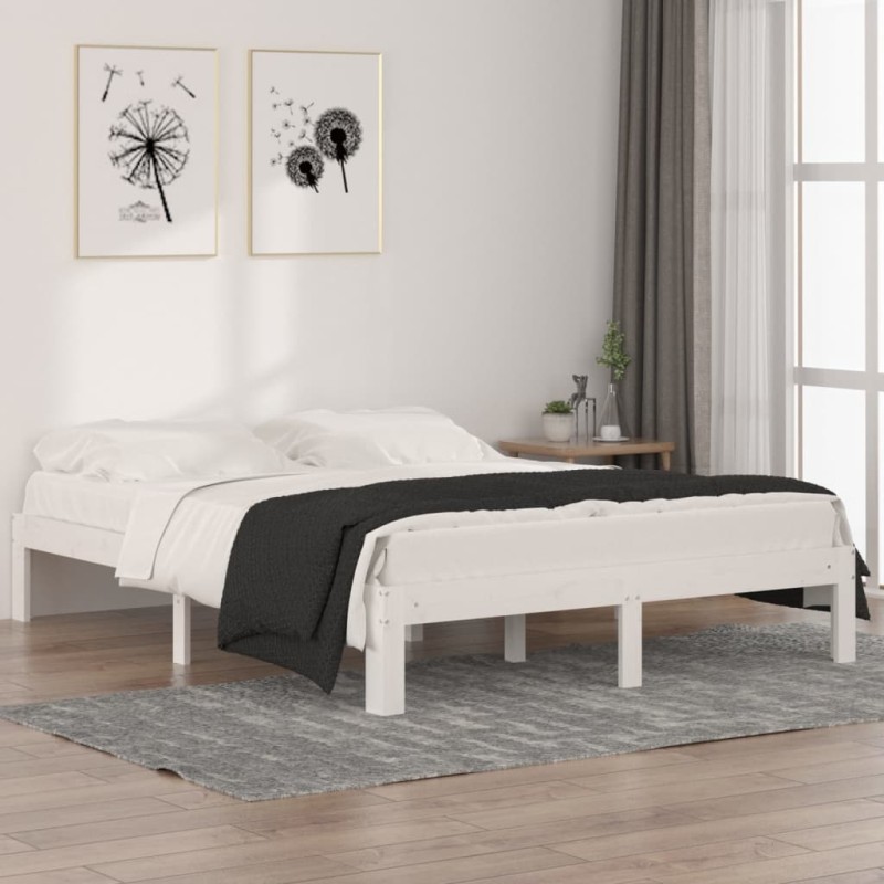 vidaXL Estructura de cama madera maciza de pino king size 150x200 cm vidaXL Estructura de cama madera maciza de pino king size 150x200 cm