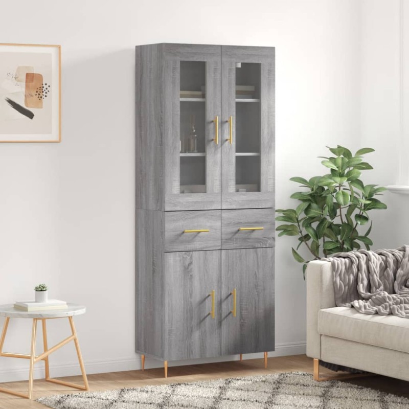 vidaXL Aparador alto madera contrachapada gris sonoma 69,5x34x180 cm vidaXL Aparador alto madera contrachapada gris sonoma 69,5x34x180 cm