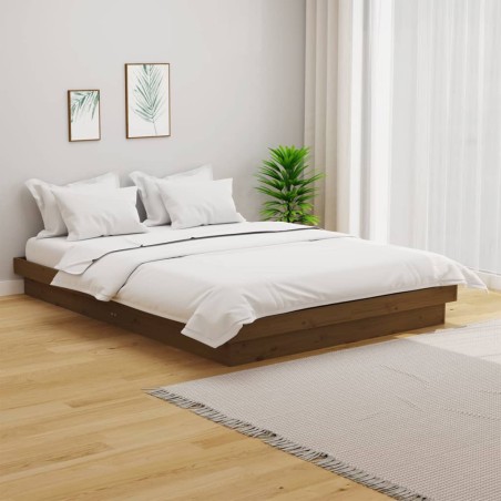 vidaXL Estructura cama matrimonio madera maciza marrón miel 135x190cm