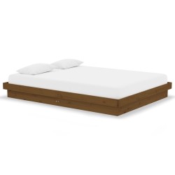 vidaXL Estructura cama matrimonio madera maciza marrón miel 135x190cm