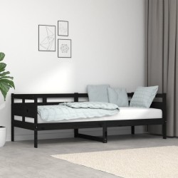 vidaXL Sofá cama madera maciza de pino negro 80x200 cm