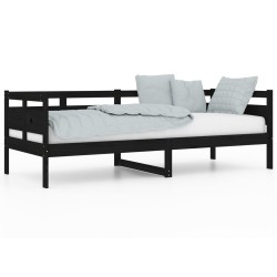 vidaXL Sofá cama madera maciza de pino negro 80x200 cm