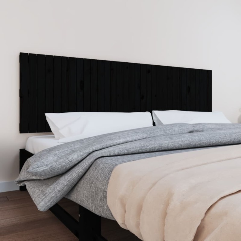 vidaXL Cabecero de cama de pared madera maciza pino negro 204x3x60 cm vidaXL Cabecero de cama de pared madera maciza pino negro 204x3x60 cm