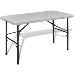 vidaXL Mesa de jardín plegable 122 cm HDPE blanco