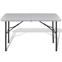 vidaXL Mesa de jardín plegable 122 cm HDPE blanco