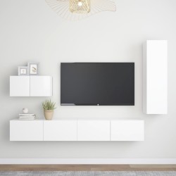 vidaXL Set de muebles de salón TV 4 piezas madera de ingeniería blanco