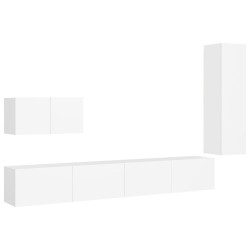 vidaXL Set de muebles de salón TV 4 piezas madera de ingeniería blanco