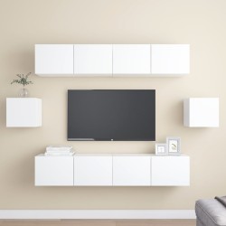vidaXL Set de muebles de salón TV 6 piezas madera de ingeniería blanco