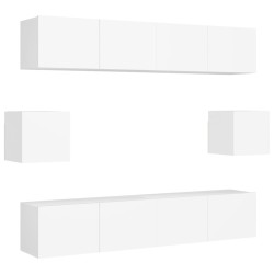 vidaXL Set de muebles de salón TV 6 piezas madera de ingeniería blanco
