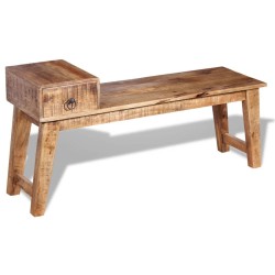 vidaXL Banco con cajón madera maciza de mango 120x36x60 cm