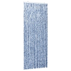 vidaXL Cortina mosquitera chenilla azul blanco y plateado 90x220 cm