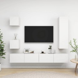 vidaXL Set de muebles de salón TV 5 piezas madera de ingeniería blanco