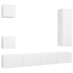 vidaXL Set de muebles de salón TV 5 piezas madera de ingeniería blanco