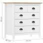vidaXL Mesita de noche Hill madera maciza de pino blanco 79x40x80 cm vidaXL Mesita de noche Hill madera maciza de pino blanco 79x40x80 cm
