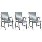 vidaXL Sillas de comedor de jardín 3 uds madera maciza de acacia gris vidaXL Sillas de comedor de jardín 3 uds madera maciza de acacia gris