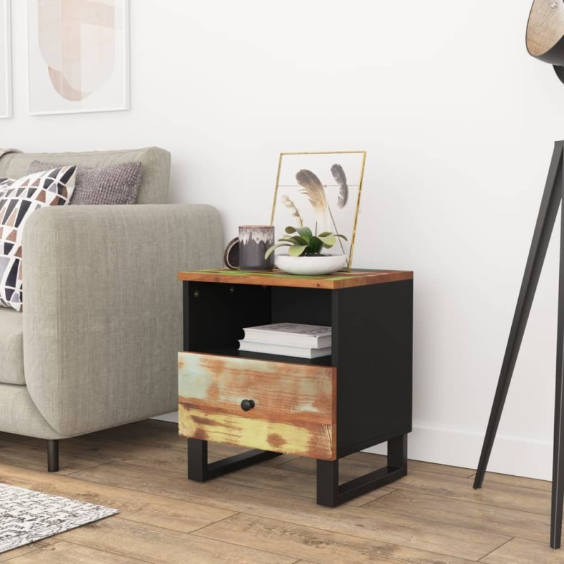 vidaXL Mesita de noche madera maciza reciclada y madera contrachapada vidaXL Mesita de noche madera maciza reciclada y madera contrachapada