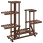 vidaXL Soporte de flores con ruedas madera maciza abeto 95x25x101 cm