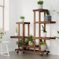 vidaXL Soporte de flores con ruedas madera maciza abeto 95x25x101 cm