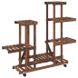 vidaXL Soporte de flores con ruedas madera maciza abeto 95x25x101 cm