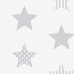 Noordwand Papel de pared Kids @ Home Superstar plateado y blanco