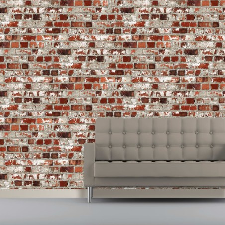 DUTCH WALLCOVERINGS Papel pintado ladrillos rojo