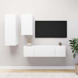 vidaXL Set de muebles de salón TV 4 piezas madera de ingeniería blanco