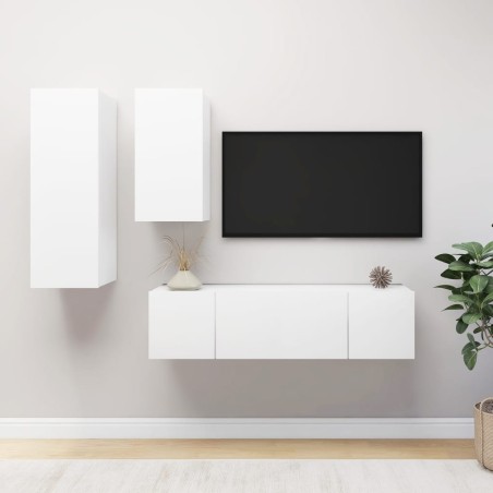 vidaXL Set de muebles de salón TV 4 piezas madera de ingeniería blanco