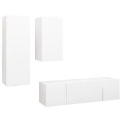 vidaXL Set de muebles de salón TV 4 piezas madera de ingeniería blanco