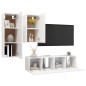 vidaXL Set de muebles de salón TV 4 piezas madera de ingeniería blanco vidaXL Set de muebles de salón TV 4 piezas madera de ingeniería blanco