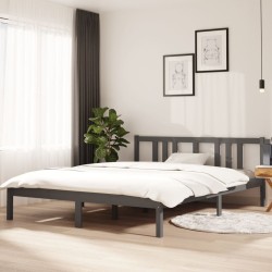 vidaXL Estructura de cama madera maciza gris tamaño king 150x200 cm