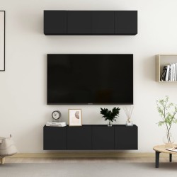 vidaXL Muebles de salón 4 uds madera ingeniería negro 60x30x30 cm