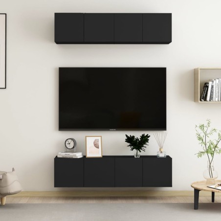 vidaXL Muebles de salón 4 uds madera ingeniería negro 60x30x30 cm