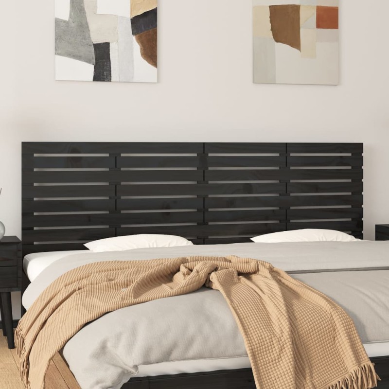 vidaXL Cabecero de cama de pared madera maciza pino negro 206x3x63 cm vidaXL Cabecero de cama de pared madera maciza pino negro 206x3x63 cm
