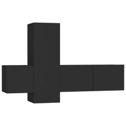 vidaXL Set de muebles de salón TV 3 piezas madera ingeniería negro