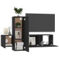 vidaXL Set de muebles de salón TV 3 piezas madera ingeniería negro
