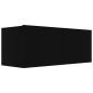 vidaXL Set de muebles de salón TV 3 piezas madera ingeniería negro