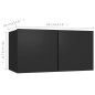 vidaXL Set de muebles de salón TV 3 piezas madera ingeniería negro