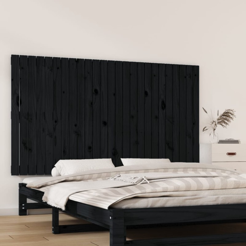 vidaXL Cabecero de cama de pared madera maciza pino negro 159,5x3x90cm vidaXL Cabecero de cama de pared madera maciza pino negro 159,5x3x90cm