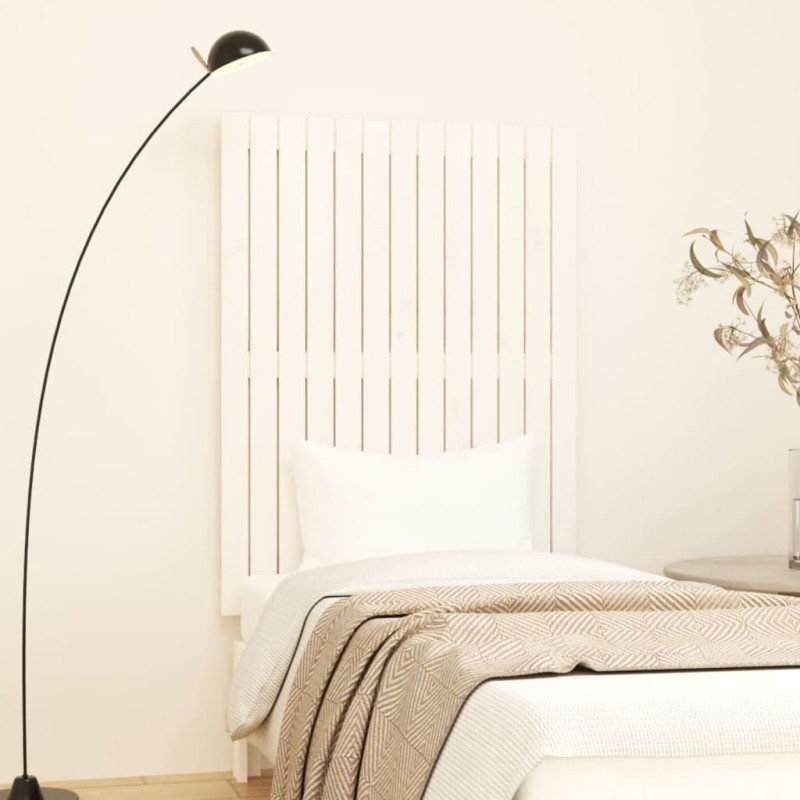 vidaXL Cabecero de cama pared madera maciza pino blanco 82,5x3x110 cm vidaXL Cabecero de cama pared madera maciza pino blanco 82,5x3x110 cm