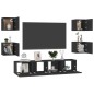 vidaXL Set de muebles de salón TV 6 pzas madera de ingeniería negro