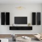 vidaXL Set de muebles de salón TV 6 piezas madera ingeniería negro