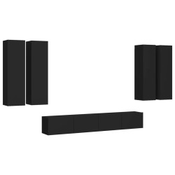 vidaXL Set de muebles de salón TV 6 piezas madera ingeniería negro