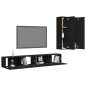 vidaXL Set de muebles de salón TV 4 pzas madera de ingeniería negro