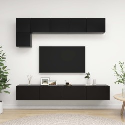 vidaXL Set de muebles de salón TV 5 pzas madera de ingeniería negro